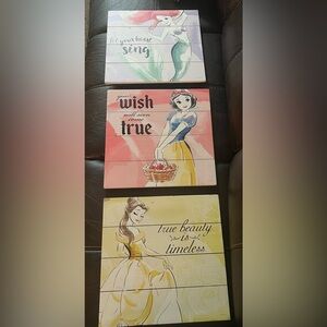 Disney Princess Disney set of   3 poster collections 
Wood Posters
Size 14”X14”